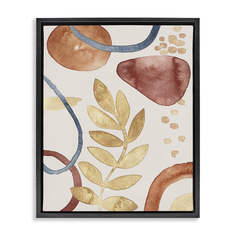 Cadre flottant Organic Earth Tones & Leaf, design par Camila Juncos, Cadre flottant noir de jais, H 21 po x l 17 po