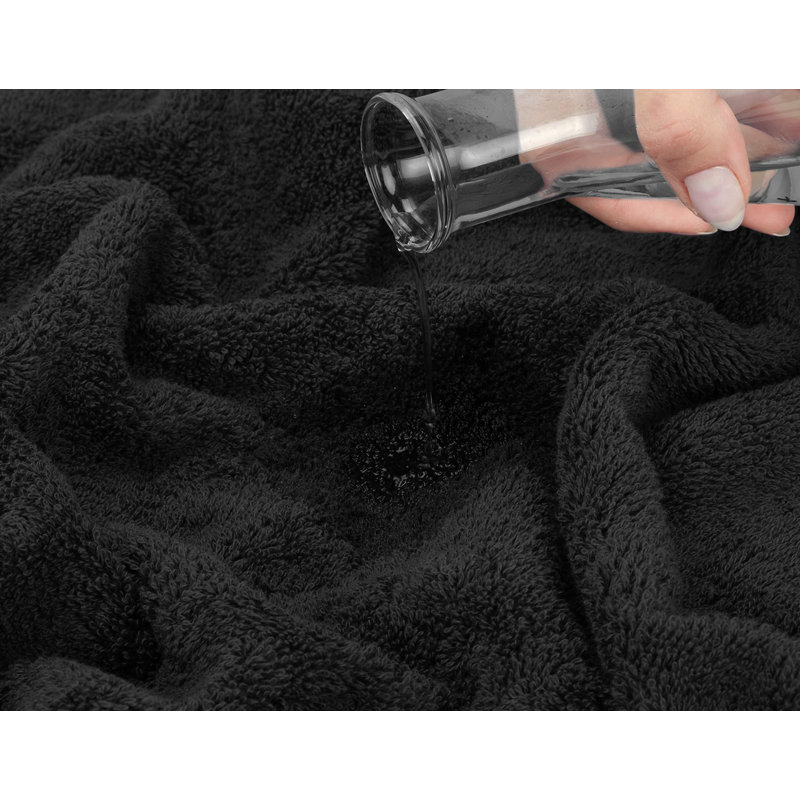 100% Cotton Premium Turkish Bath Towel Set, 6 Piece Super Soft and Absorbent Darcelle Collection, Coal Black