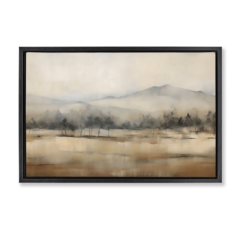 Cadre flottant de montagne recouvert d'un arbre, design Creative Studio, Cadre flottant noir de jais, H 17 po x l 25 po