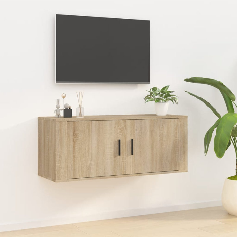 Wall Mounted TV Cabinet, Sonoma Oak, 40cm H x 100cm L x 34.5cm W
