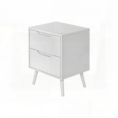 Accent Table with 2 Drawers – White Laminate, 24"H