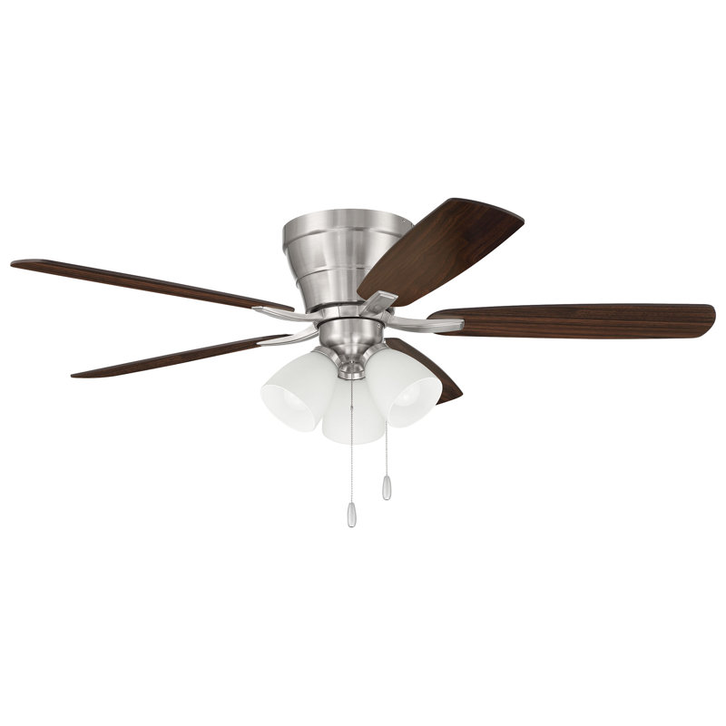 Ventilateur de plafond 42 po avec 5 pales Zedric, Nickel brossé, 52", Bois gris