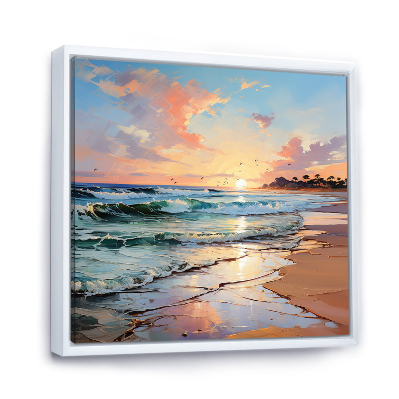 Coastal Harmony Panorama, H 16 po x l 16 po x P 1 po, Cadre flottant blanc