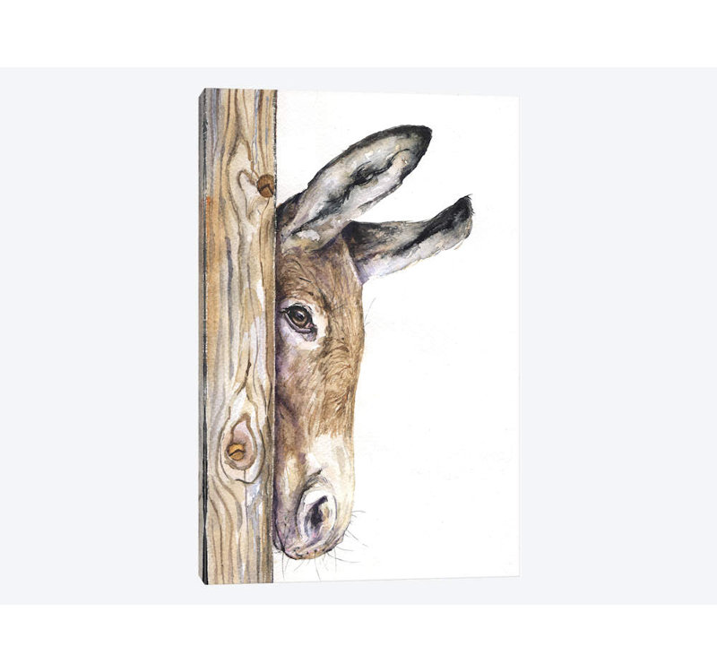 «Donkey on White», reproduction sur toile, H 18 po x l 12 po x P 1,5 po, Toile tendue, Pas de tapis