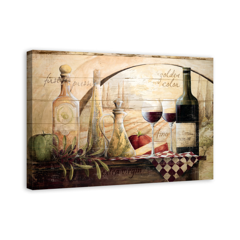 " Tuscan Vineyard Wine ", Wrapped Canvas, 24" H x 36" W