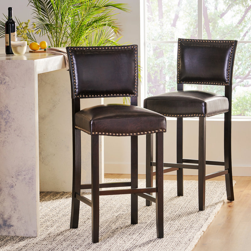 Tabouret de bar 30,5 po Tewksbury, Similicuir brun, Espresso