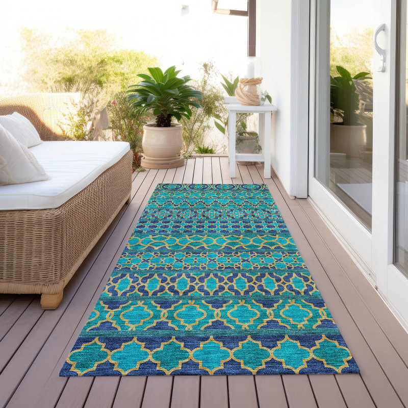 Tapis marocain en polyester tissé à la machine avec envers antidérapant Juli , Tapis de couloir 2 pi 3 po x 7 pi 6 po