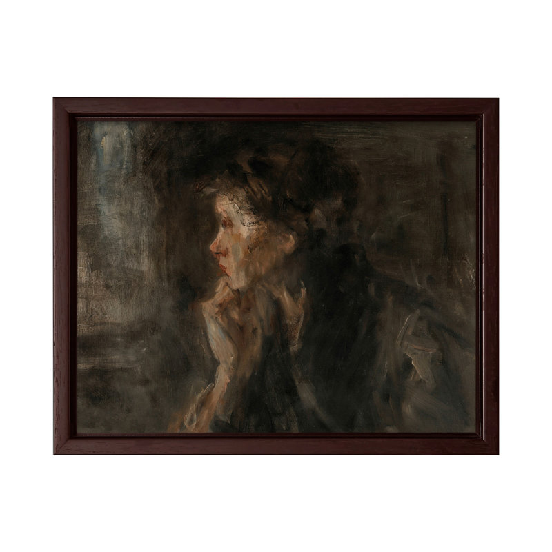 Jozef Israël - Méditation, Canvas, 24"H x 32"W, Brown Framed
