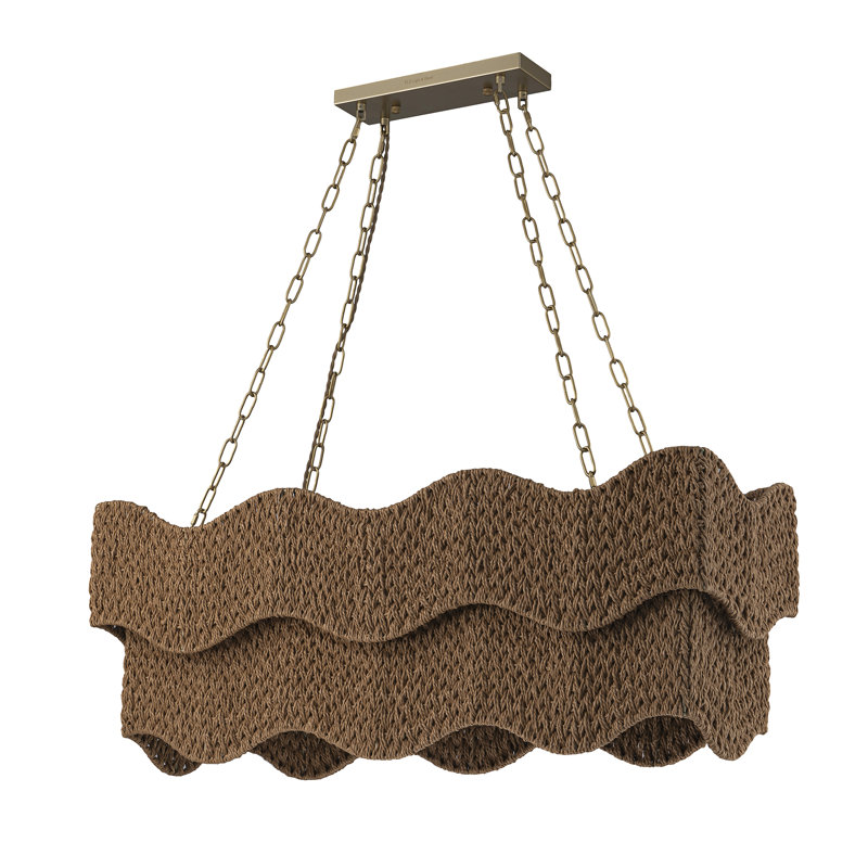 6-Light Woven Rattan Linear Chandelier