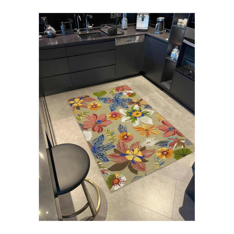Multicolored Floral Patterned Creative Modern Decorative Carpet, Runner 2'6" x 6'7"