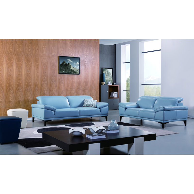 Canapé en cuir Butcombe, H 38 po x l 73 po x P 41 po, Cuir synthétique aqua