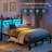 Metal Bed Frame With Led Lights And Charging Station, Bed Frame With Headboard And Footboard With Storage Shelves And Under Bed Storage, Noise Free-2050214891-2050214893