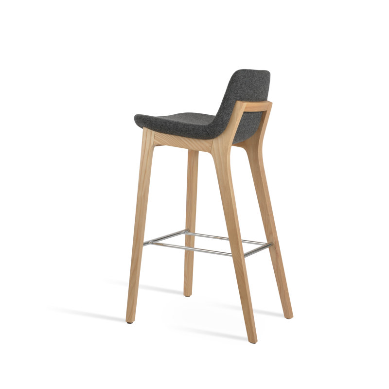 Tabouret de bar et de comptoir en bois de frêne naturel Pera, Outil de comptoir (siège d'une hauteur de 24 po), Gris foncé