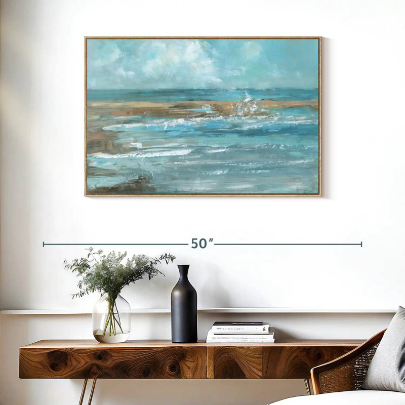 Breaking Waves IV, Cadre flottant en bois naturel, 37 po x 25 po