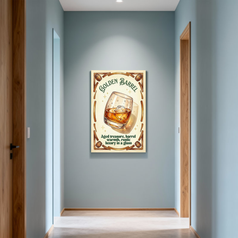 Impression sur verre Fashion Golden Barrel Whisky, H 18 po x l 12 po