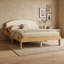 Lit plateforme en bois avec tête de lit tapissier courbée et tablettes de rangement latérales-1086393905-1086393908