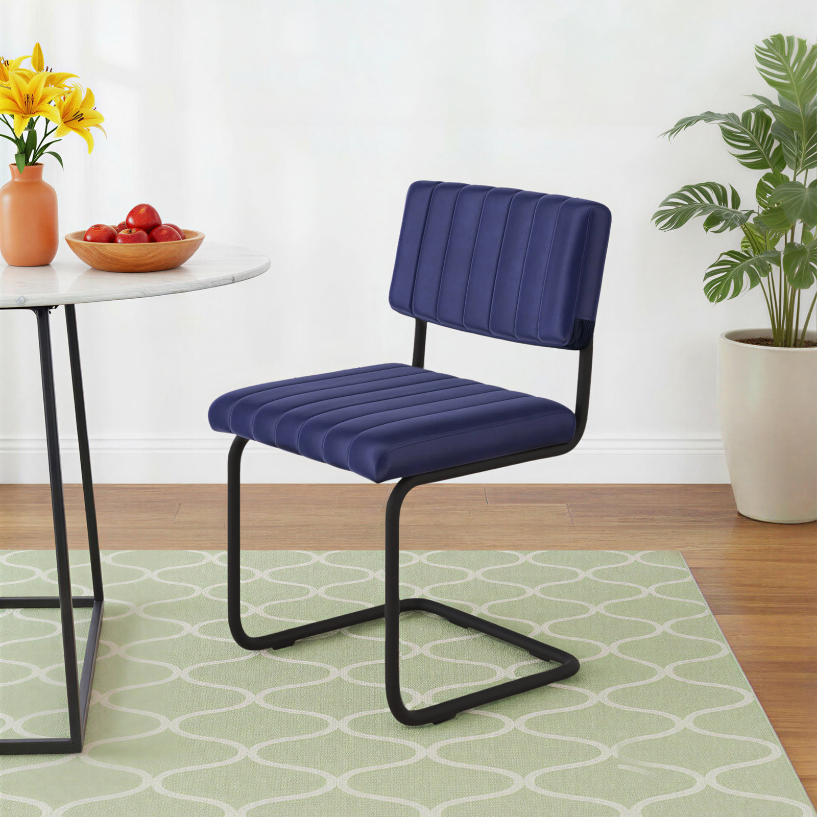 Estes Velvet Dining Chair, Sapphire Blue Velvet