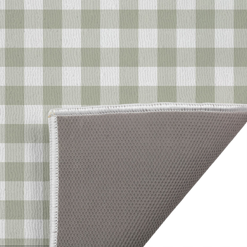 Proper Gingham Outdoor Doormat, 21" W x 34" L, Light Green