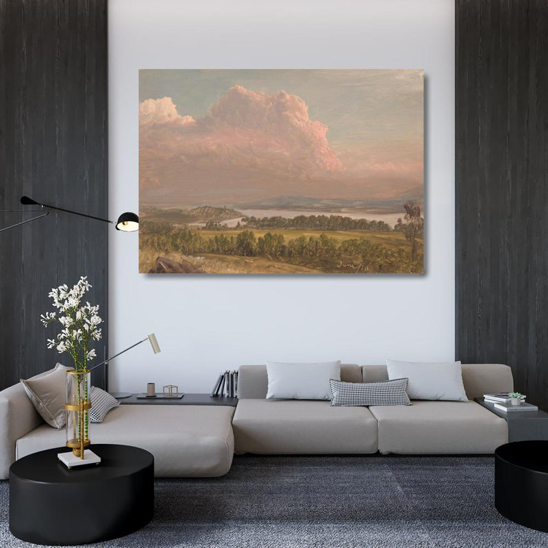 «Sunset Across the Hudson Valley» par Frederic Edwin Church, reproduction d'art sur toile tendue, H 33 po x l 48 po