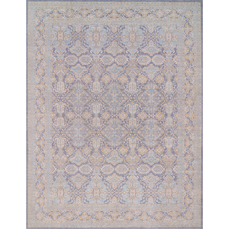 Tapis beige / gris / bleu clair de haute qualité noué à la main Ziegler 3000