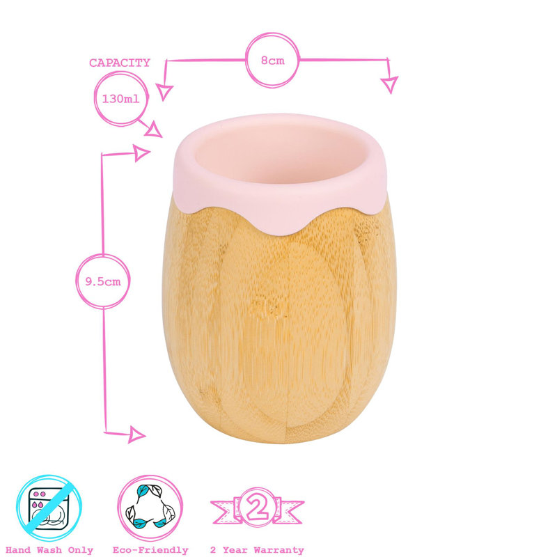 130 ml Handmade Bamboo Drinking Glass, Pastel Pink