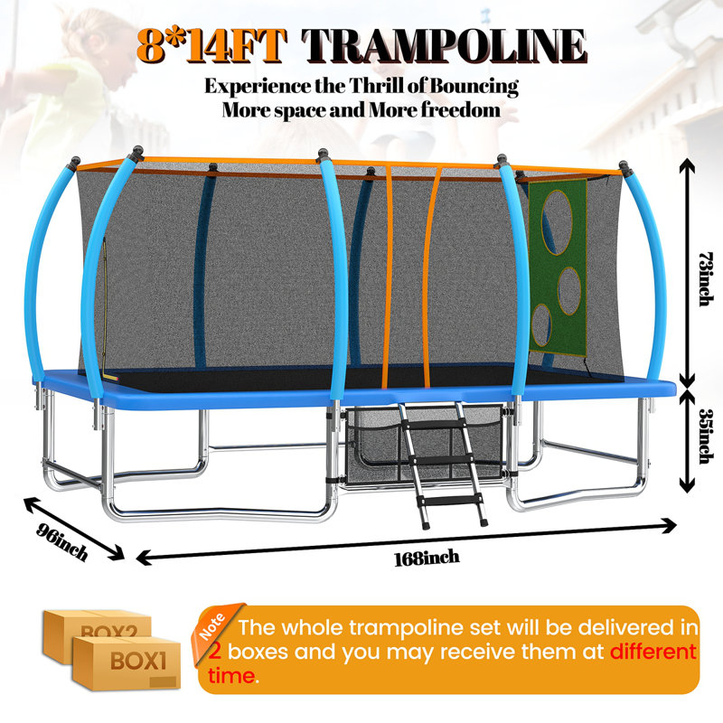 Longue trampoline rectangulaire extérieure pour adultes 8X14FT