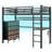 Loft Bed Twin Size With Desk, 8 Storage Drawers,charging Station, High Quality Metal Loft Bed With Led Lights,space-saving Design With Build In Safety Ladder