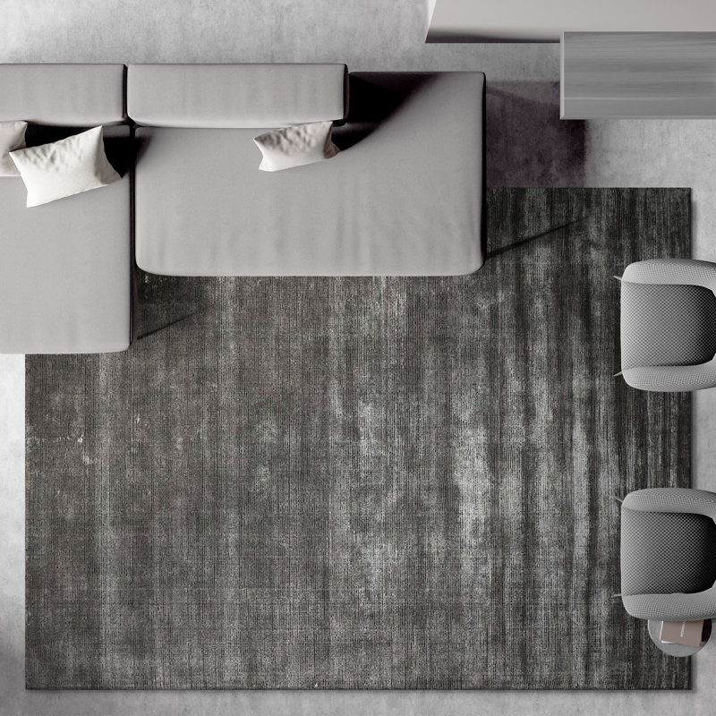 High-Quality Handwoven Black/Gray Area Rug, Rectangle 6' x 9', Black/Gray