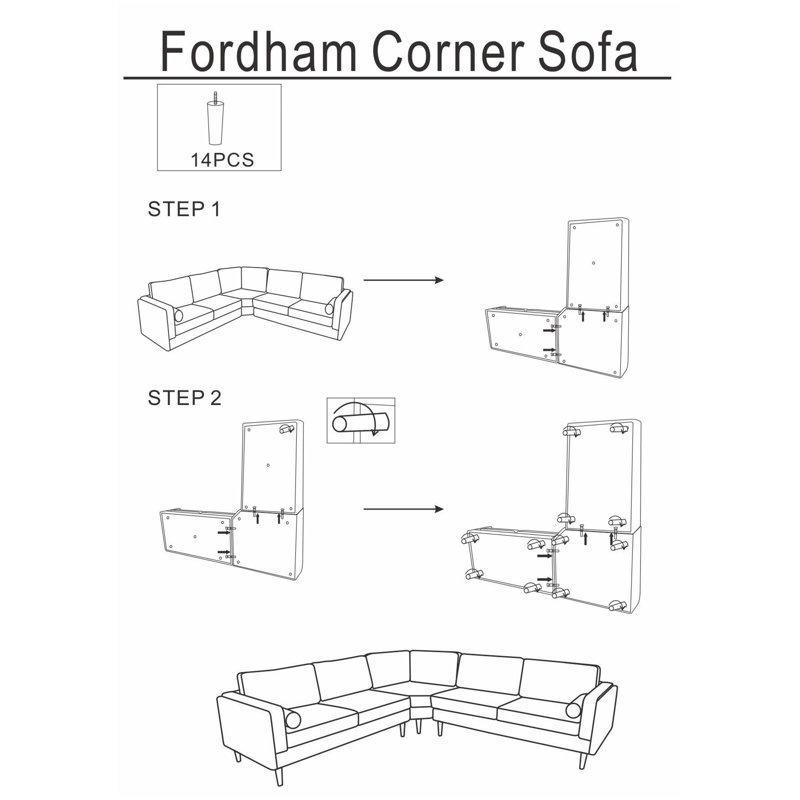 Amber Burnt Orange Corner Sectional Sofa