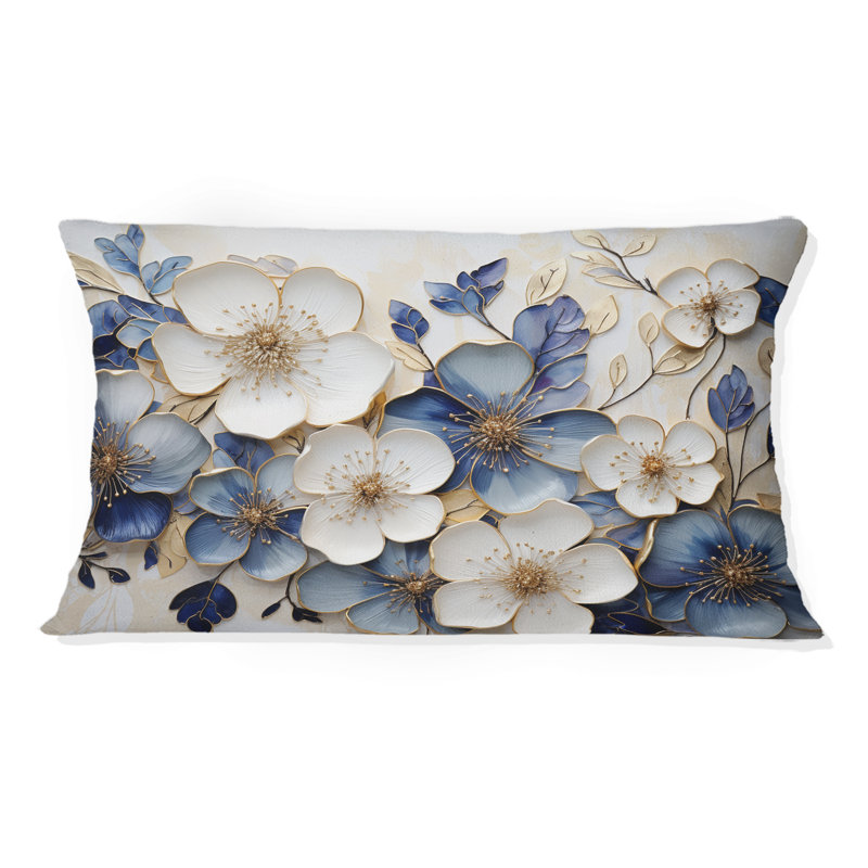 Coussin décoratif bleu et doré Minimalisme Violets - Violets