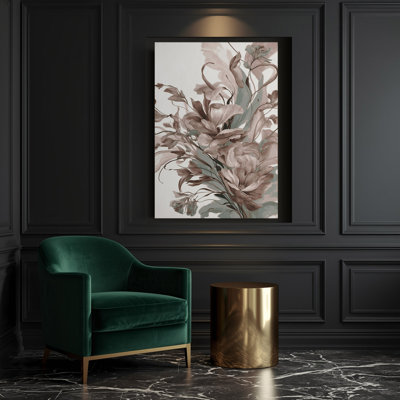 Abstract Florals 1 Grey Canvas Wall Art