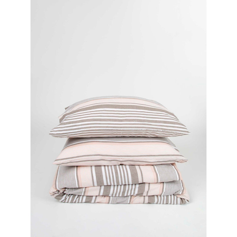 Ensemble de housse de couette 100% coton 4 pièces orange / gris / blanc Cychosz
