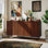 Buffet 60 "en noyer cannelé avec prise de courant, 4 portes et crédence