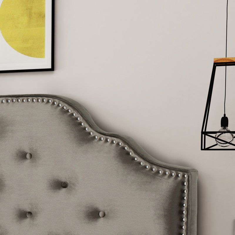 Tête de lit tapissier capitonnée de taille grand, tête de lit en bois massif avec pieds en métal durables, tête de lit grand à hauteur réglable avec garniture cloutée, tête de lit en tissu au design moderne capitonné