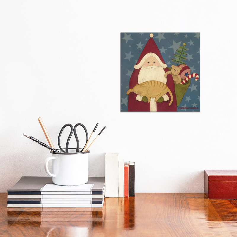 Père Noël - reproduction d'art murale - toile encadrée, H 12 po x l 12 po, Toile tendue, Ne s’applique pas