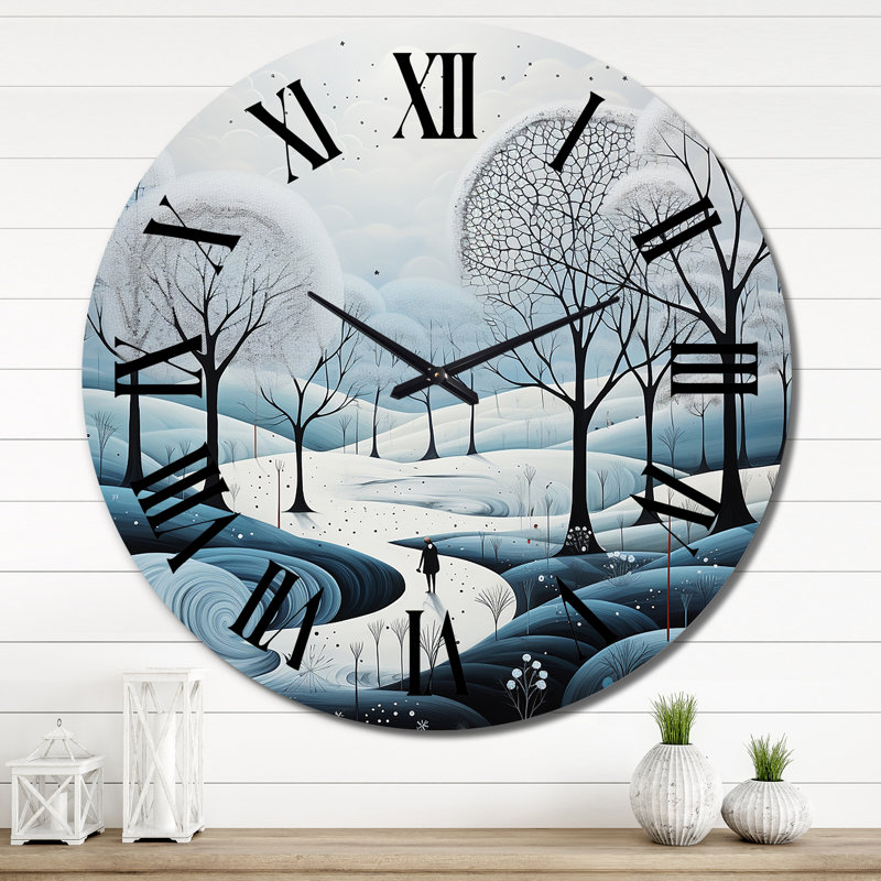 Horloge murale bleue et blanche, Très grand
