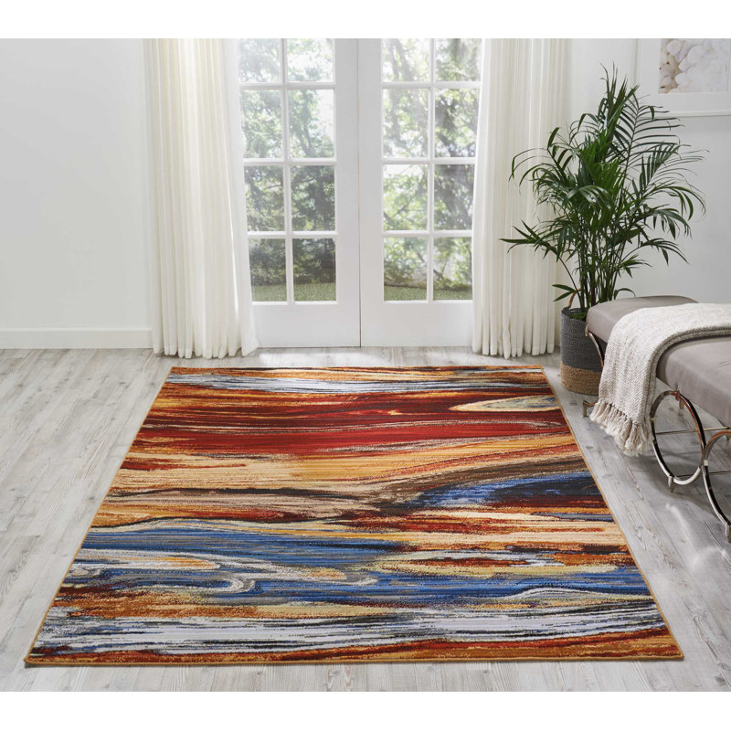 Ostby Abstract Indoor Rug, Rectangle 5'6" x 8'