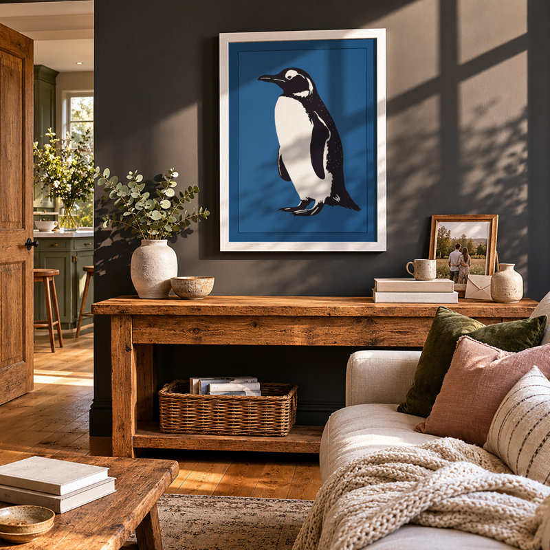 Penguin Profile Modern - Framed Print, A1 - 84.1 x 59.4 cm, White
