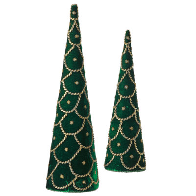 18-24" Jeweled Scalloped Velvet Cone Tree