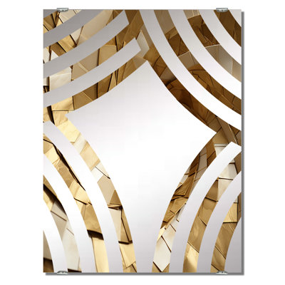 Modern Gold White Marble Spiral Wall Mirror, Abstract Spirals - Modern Gold And White Marble Spiral I