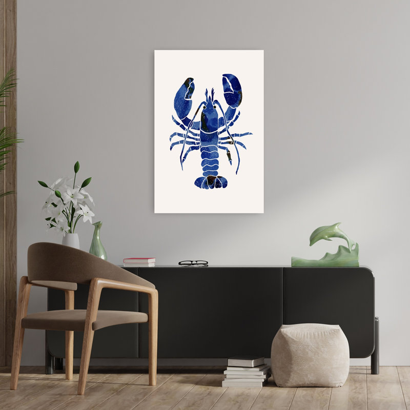 Aquarelle, homard bleu, homard abstrait, art mural, H 36 po x l 24 po