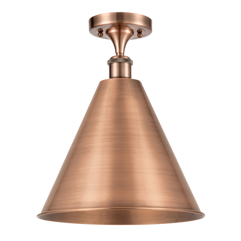 Plafonnier semi-encastré 1 lumière 8 po, Cuivre antique, H 18,75 po x l 16 po x P 16 po, Ampoule non incluse