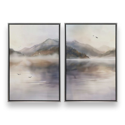 36 po x 24 po, ensemble de 2 impressions sur toile dans un cadre en chrome poli