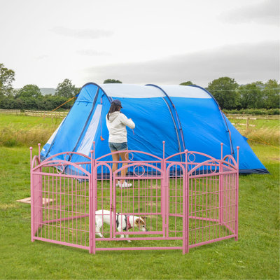 8 Panels Heavy Duty Pet Dog Playpen, 24 Inch Metal, Indoor Outdoor Folding Pen, Rust & Stable, Diy Shape Choices For Dogs Playpen Inch, Enclosure, Rust Ideas