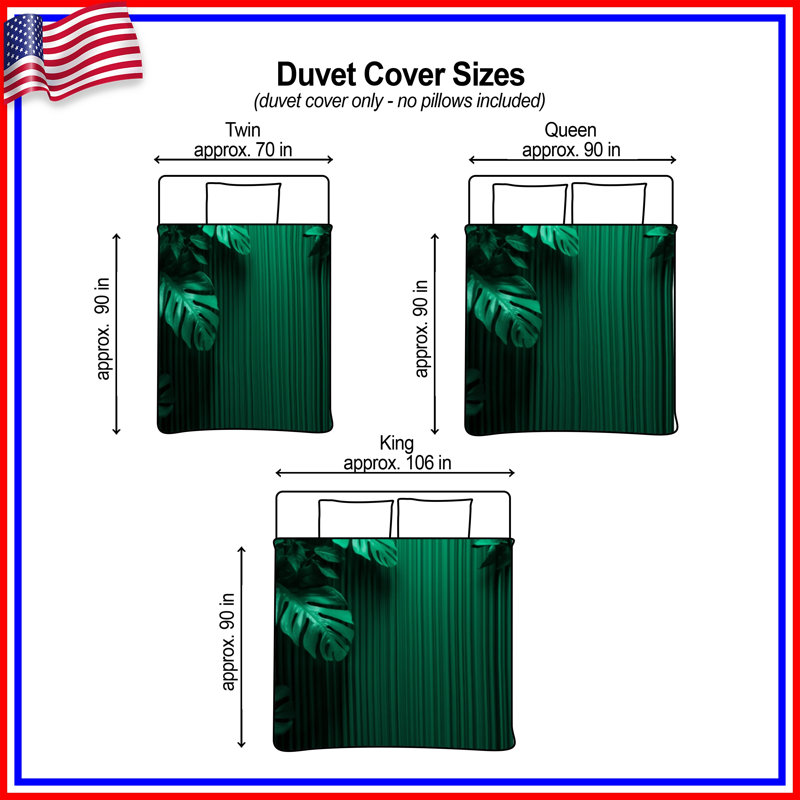 Tropical Green Foliage Duvet Covers, Queen