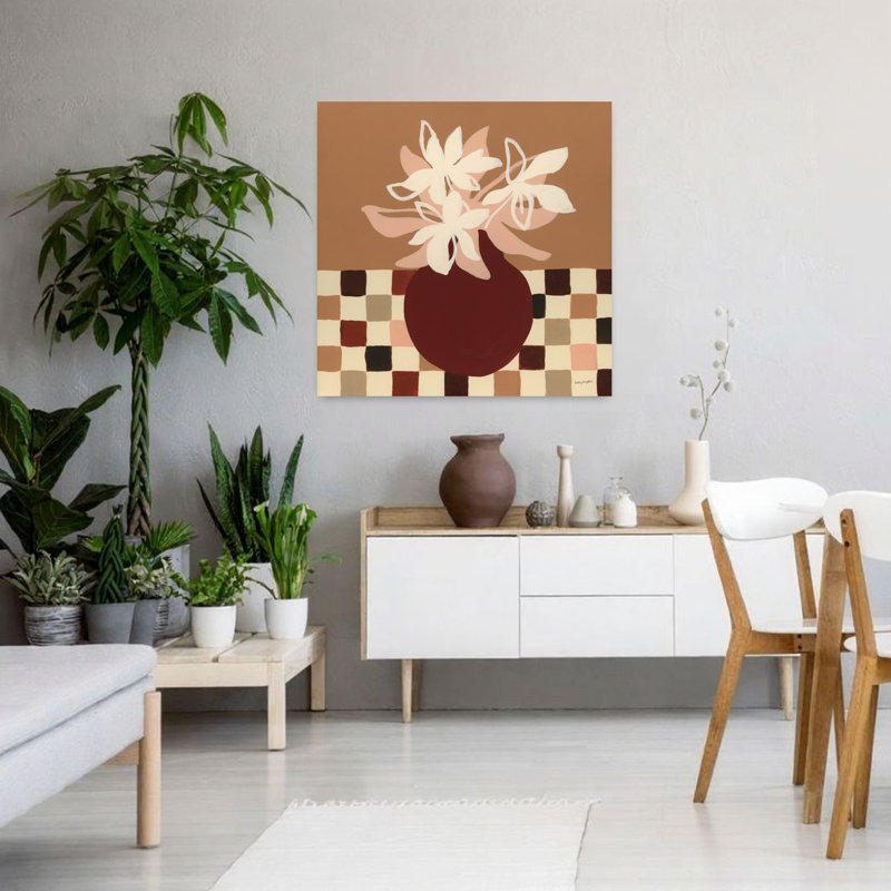 Lys calico modernes avec art noir beige, H 36 po x l 36 po