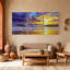 Nautique et plage, vagues océaniques, coucher de soleil, ciel, plage, sable, ensemble de 3 impressions sur toile-610661846