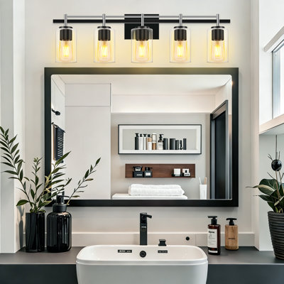  5 - Light Vanity Light With Clear Glass Shade For Bathroom, Bedroom, Hallway, Staircase