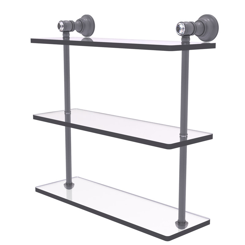 Étagère murale triple en cristal Freyja, Gris mat, H 16 po x l 16 po x P 5,54 po