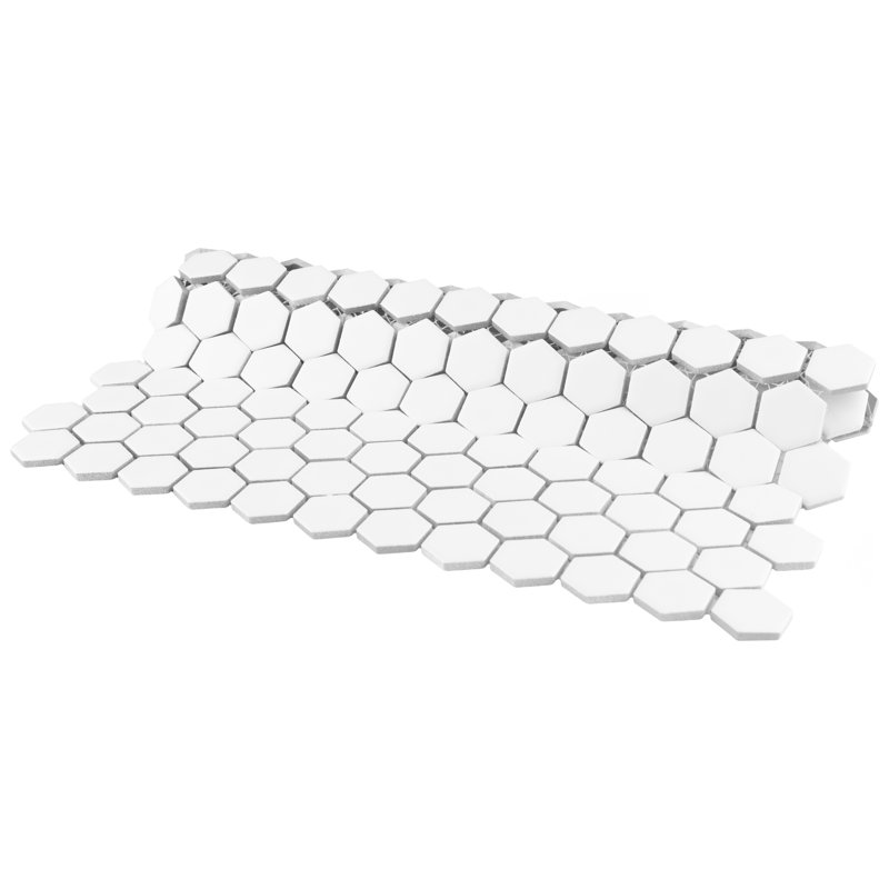 Hudson 1" x 1" Porcelain Honeycomb Mosaic Wall & Floor Tile, Matte White